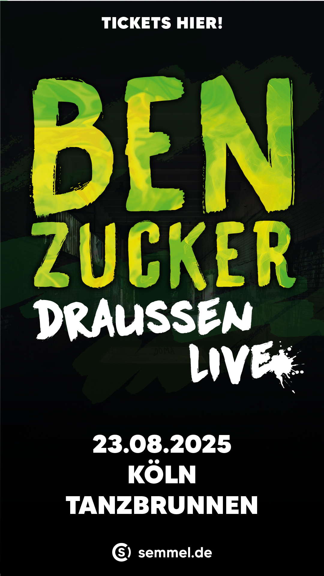 Open Air Konzert Ben Zucker 23.08.25 Tanzbrunnen Tickets bei uns erhältlich