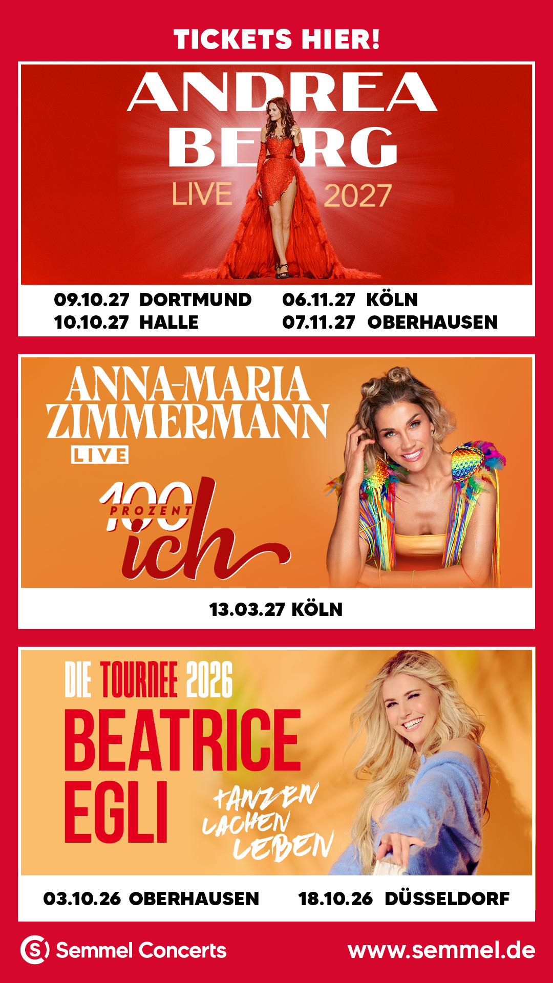 Andrea Berg/Anna-Maria Zimmermann/ Beatrice Egli